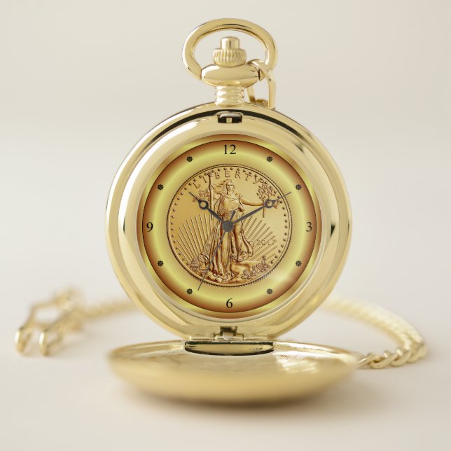 American Eagle Gold Coin ~ Lady Liberty ~ Pocket Watch (Inside)
