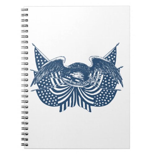 American Eagle Guarding USA Patriotic Flag Banner Notebook