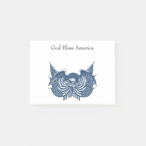 American Eagle Guarding USA Patriotic Flag Banner Post_it Notes