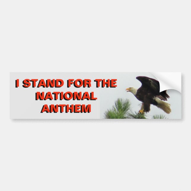 American Eagle I Stand  For the Anthem Red  Black Bumper Sticker (Front)