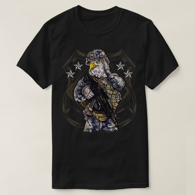 American Eagle Military Soldier Warrior Patriotic  T-Shirt (Design Front)
