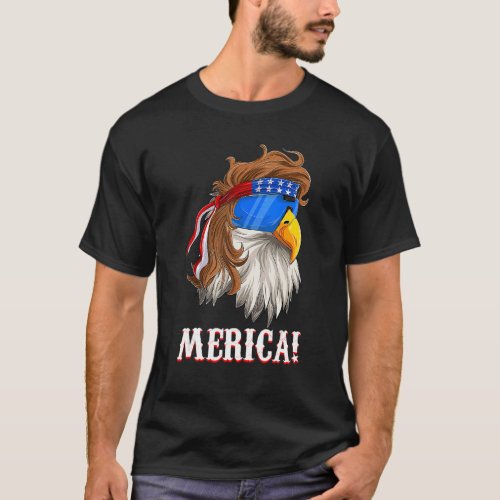 American Eagle Mullet Merica  Fourth Of July Usa F T_Shirt