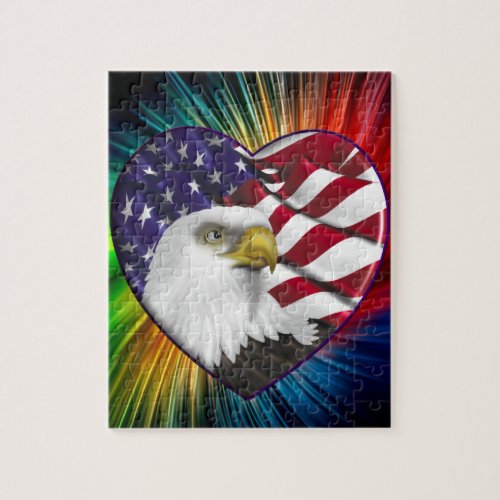 American Eagle n Flag Jigsaw Puzzle