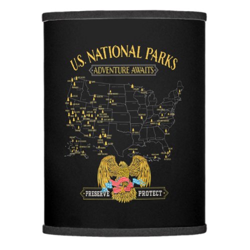 American Eagle _ National Parks Map _ Vintage Hike Lamp Shade