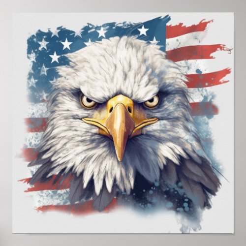 American Eagle on American flag Poster