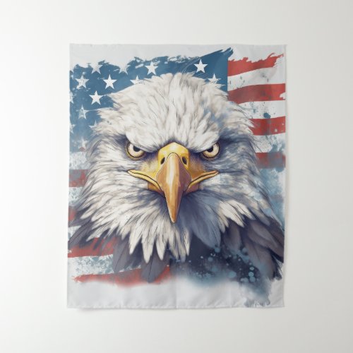 American Eagle on American flag Tapestry