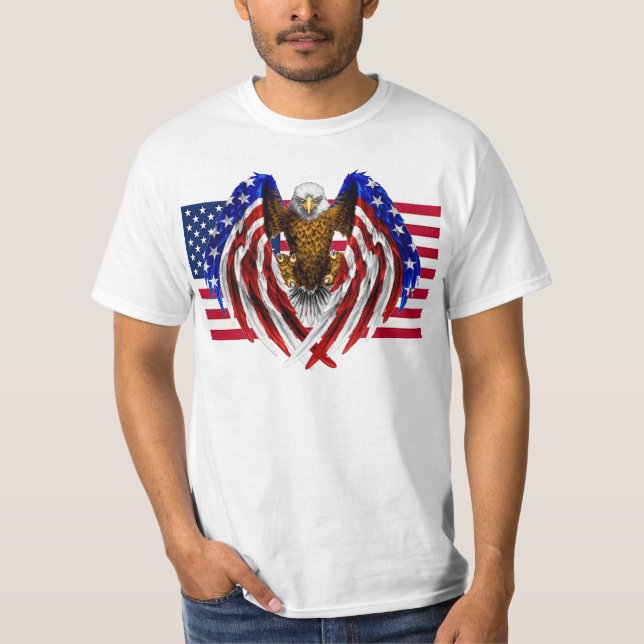 American Eagle on the American flag T-Shirt (Front)