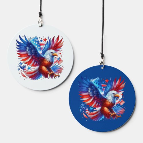 American Eagle Patriotic Design Red White Blue Wind Chime