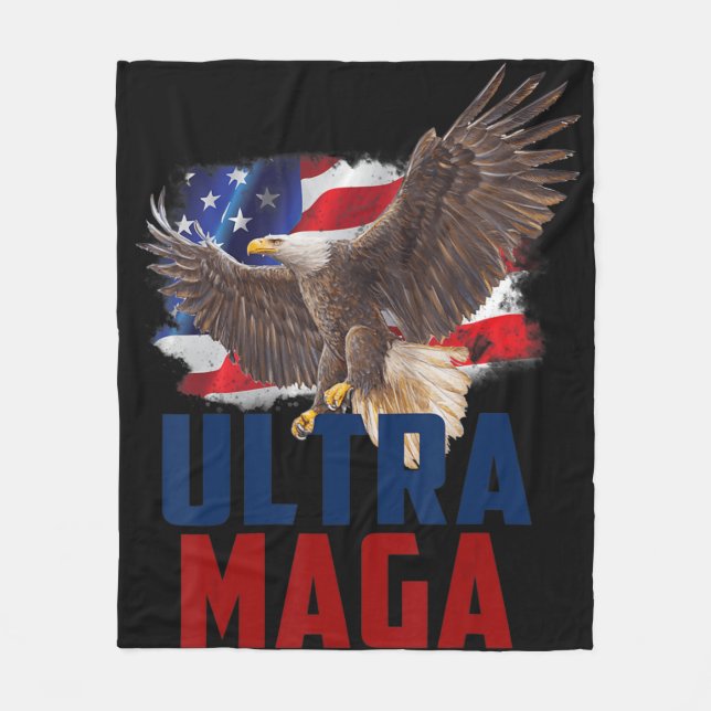 American Eagle Patriotic Fathers Day Ultra MAGA Fl Fleece Blanket (Front)