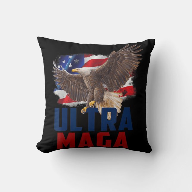 American Eagle Patriotic Fathers Day Ultra MAGA Fl Throw Pillow (Front)