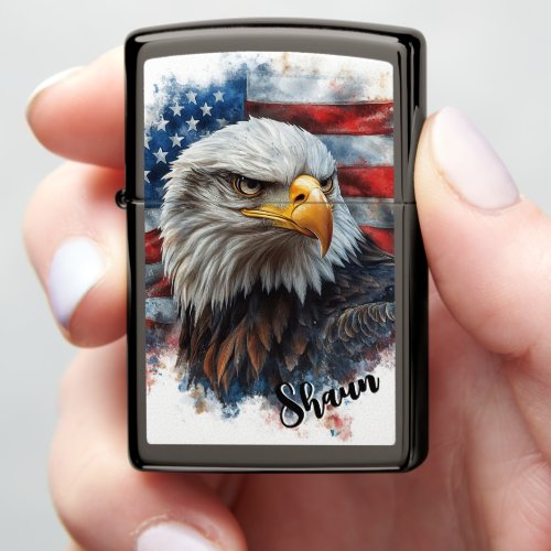 American Eagle Patriotic Flag Art  Zippo Lighter