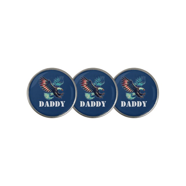 American Eagle Patriotic Flag Blue Golf Ball Marker (3 Up)