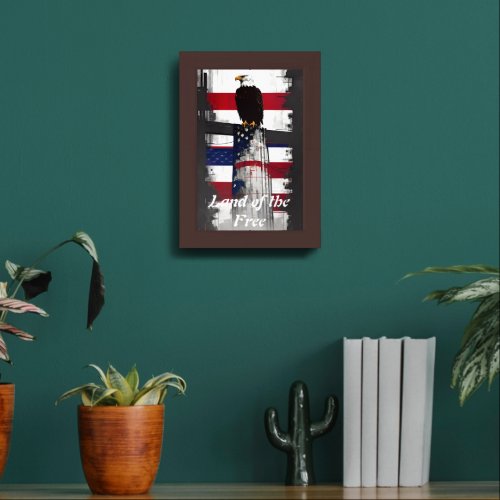 American Eagle perched on a column Framed Poster