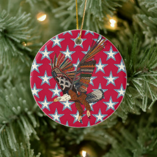 american eagle red ceramic ornament