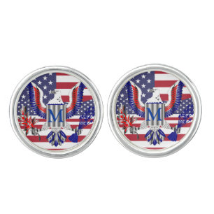 American eagle symbol and flag cufflinks