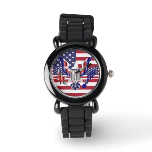 American eagle symbol and flag watch