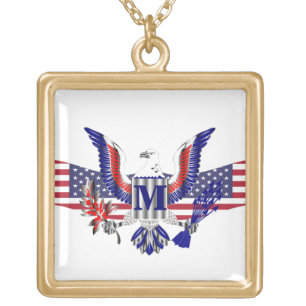 American eagle symbol gold plated necklace