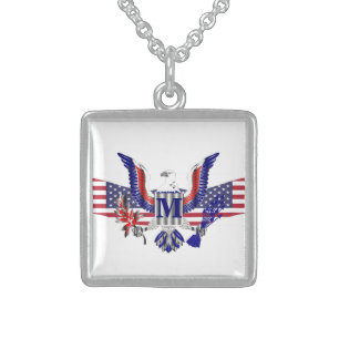 American eagle symbol sterling silver necklace
