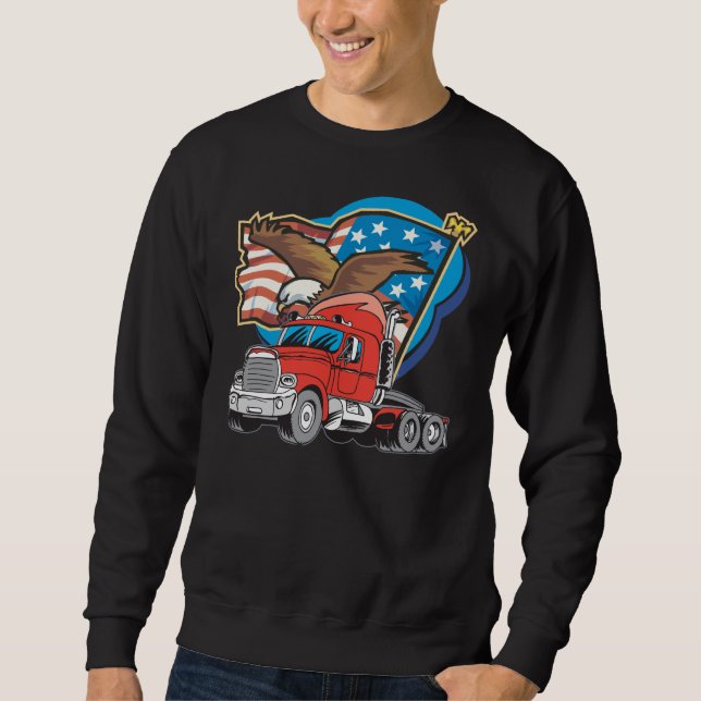 American Eagle Trucker Mens Black Sweatshirt (Front)