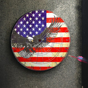 American eagle & US flag antiqued style dart board