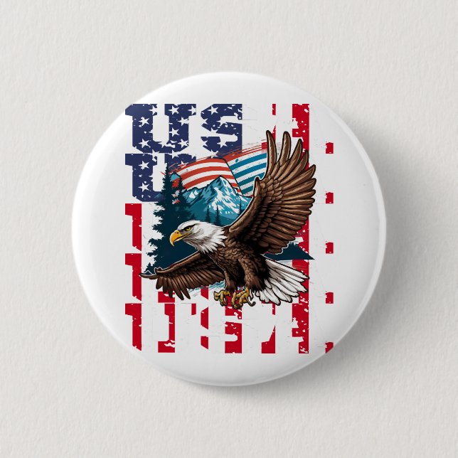 American Eagle USA Flag Eagle for a Patriots Button (Front)