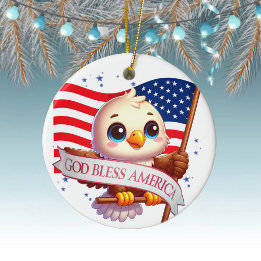 American Eagle USA Flag Gift for Patriot 🦅🇺🇸 Ceramic Ornament