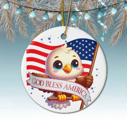 American Eagle USA Flag Gift for Patriot 🦅🇺🇸  Ceramic Ornament