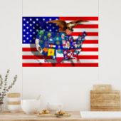 American Eagle USA flag US State flags map Poster | Zazzle