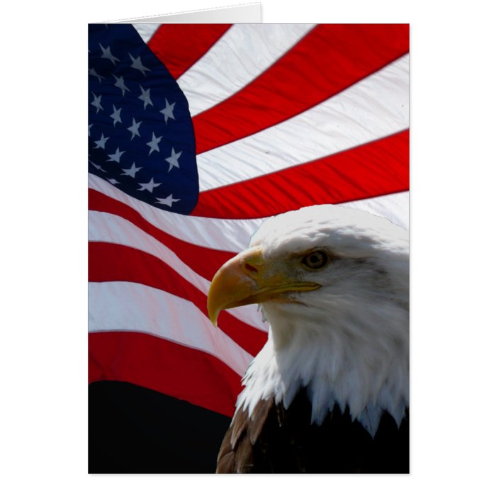 American Eagle & Waving Flag Greeting Card