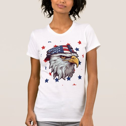 American eagle wearing a USA hat T_Shirt