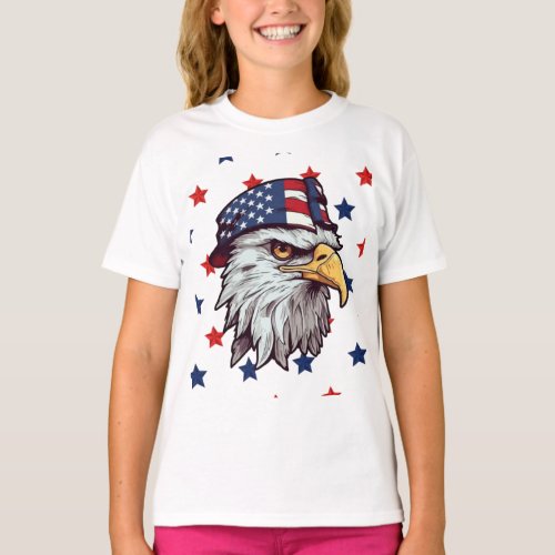 American eagle wearing a USA hat T_Shirt