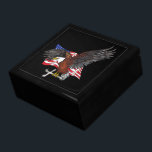 American Eagle with Cross Gift Box<br><div class="desc">Original drawing by Sandra Gale, featuring a beautiful bald eagle with wings spread holding a Christian Cross in its claws in front of the American flag. Great design for veterans, scouts, patriots and anyone who loves America, the US flag and the cross. Show your patriotism and love of country with...</div>
