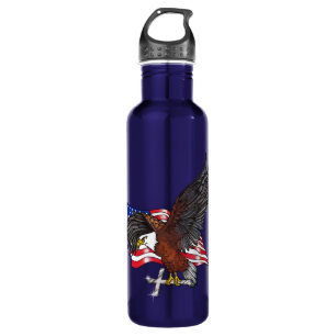American Eagle with Cross  Stainless Steel Water Bottle