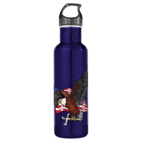 American Eagle with Cross  Stainless Steel Water Bottle