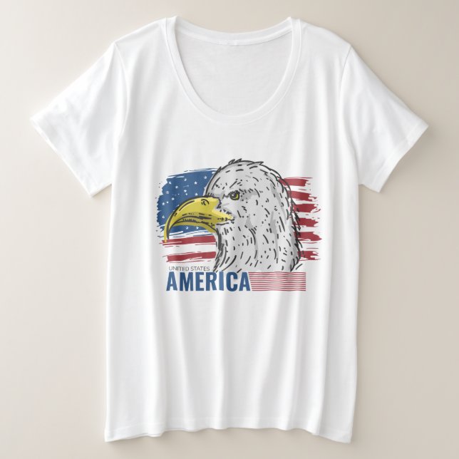 American Eagle with Flag  T-Shirt (Design Front)