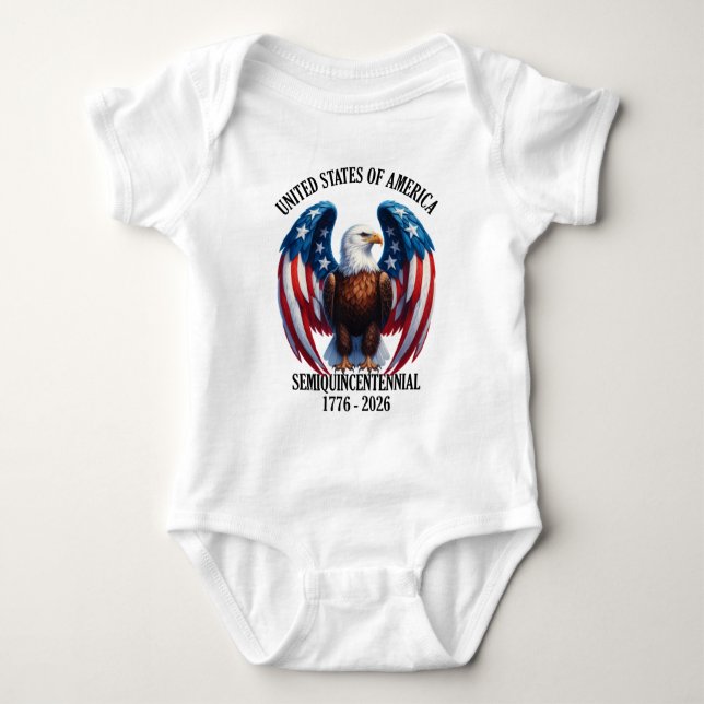 American Eagle with Flag Wings 1776-2026 Baby Bodysuit (Front)