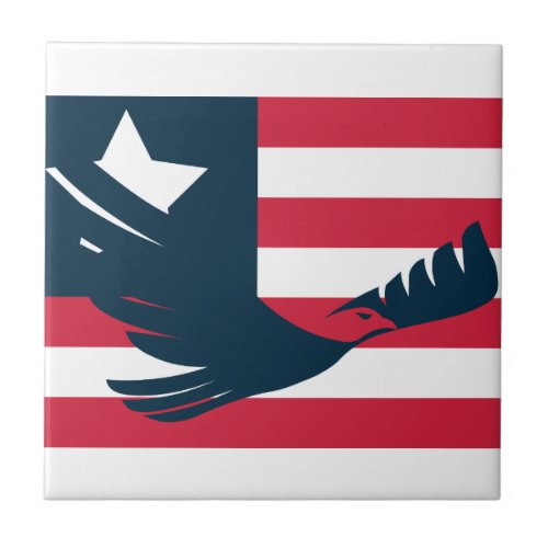 American Eagle with Minimal Flag  Ceramic Tile