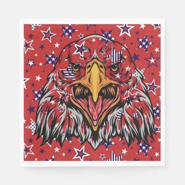 American Eagle with Red Star Background Napkins (Front)