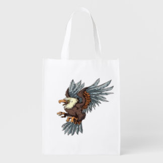 American Eagle With Spread Wings Illustration Aggr Grocery Bag