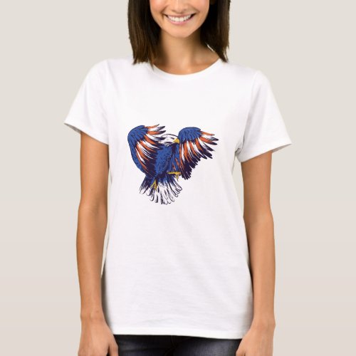 American Eagle with USA Flag Colors T_Shirt