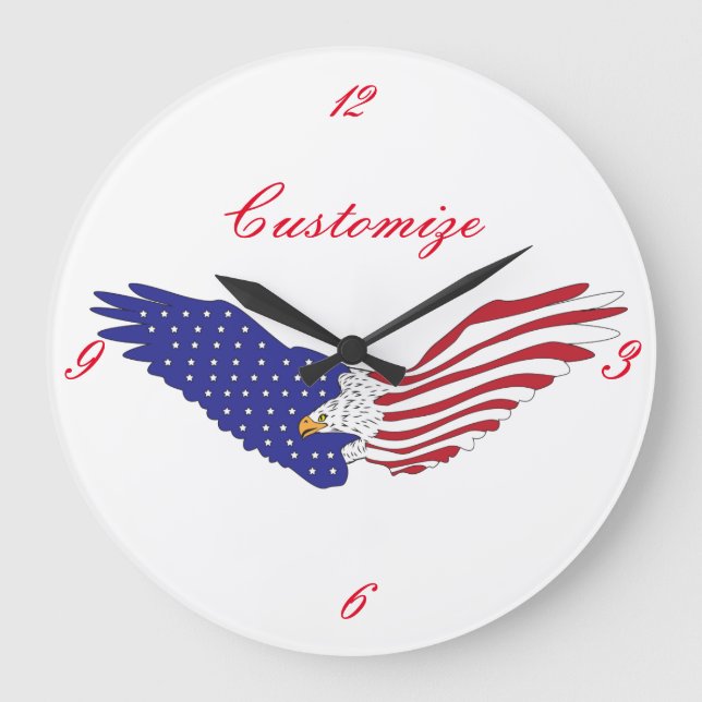 American Eagles Thunder_Cove Patriotic 4th of July Large Clock (Front)