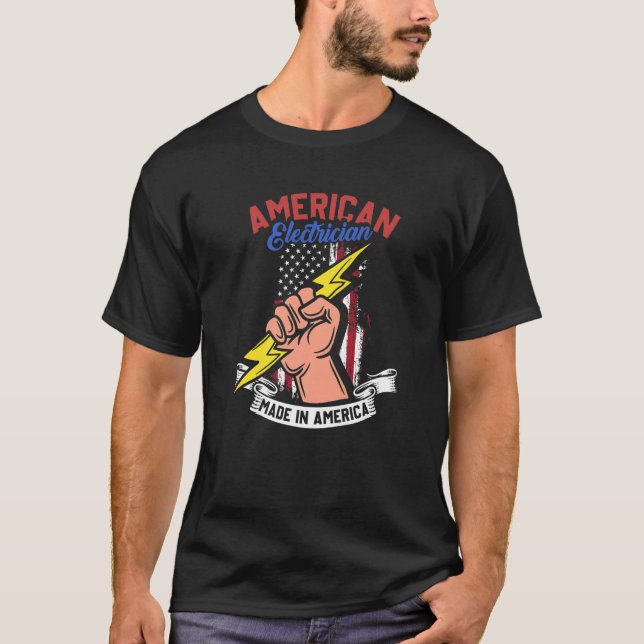 American Electrician  US Flag  Electrical Engineer T-Shirt (Front)