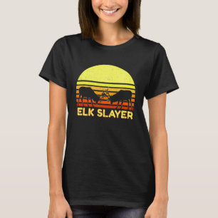 American Elk Hunter Dad Vintage Retro Sunset Bow H T-Shirt