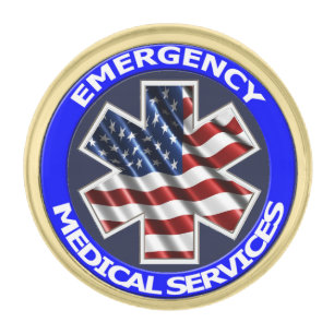 American EMS Star of Life Gold Finish Lapel Pin