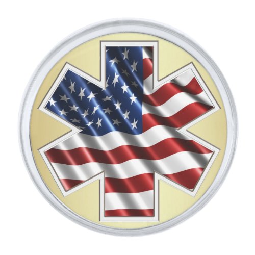 American EMS Star of Life Silver Finish Lapel Pin