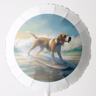American Engligh Foxhound Beach Surfing Painting  Balloon
