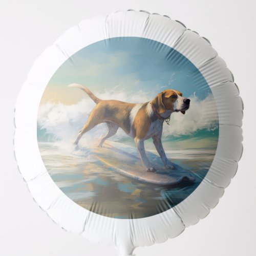 American Engligh Foxhound Beach Surfing Painting  Balloon