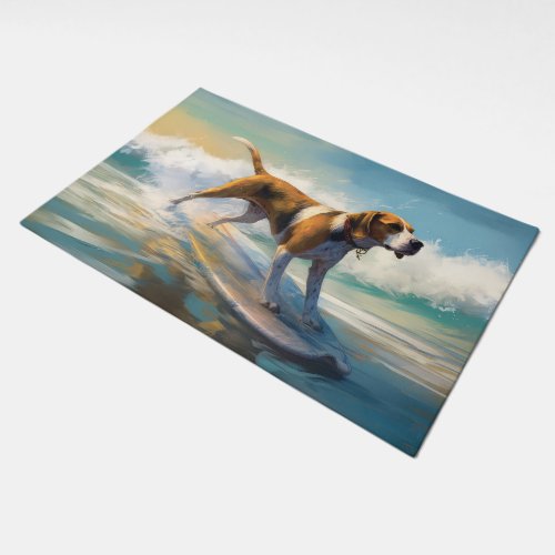 American Engligh Foxhound Beach Surfing Painting  Doormat