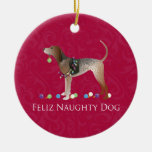 American English Coonhound Christmas Ceramic Ornament