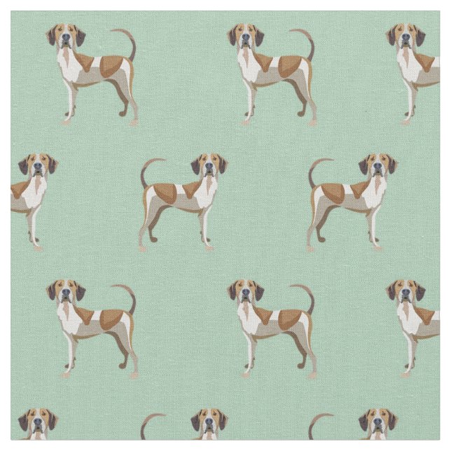 American English Coonhound dog mint Fabric (Close Up)